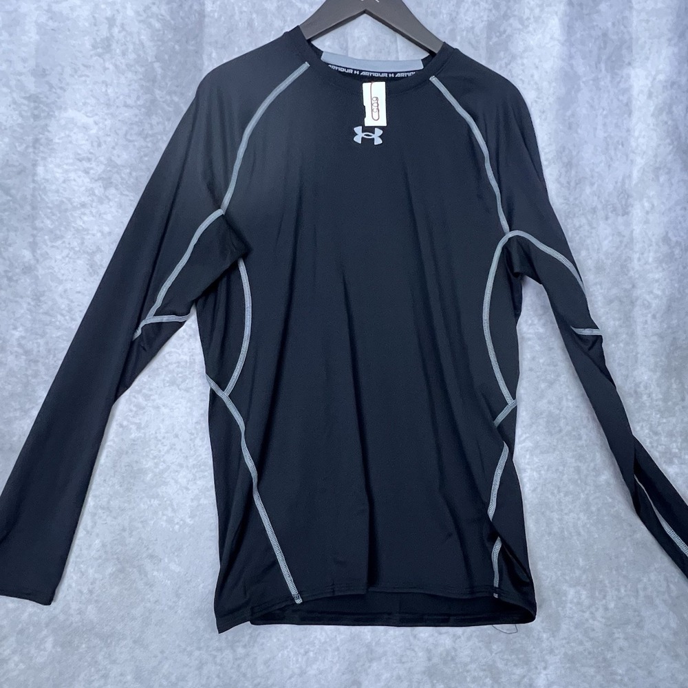 Under Armour Men's Black HeatGear Compression Long Sleeve Shirt 2XL